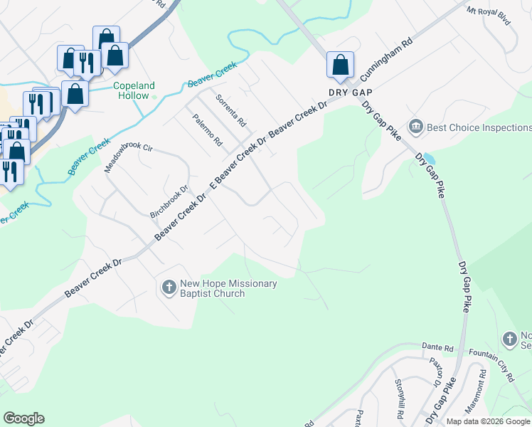 map of restaurants, bars, coffee shops, grocery stores, and more near 7044 Pelsor Lane in Knoxville