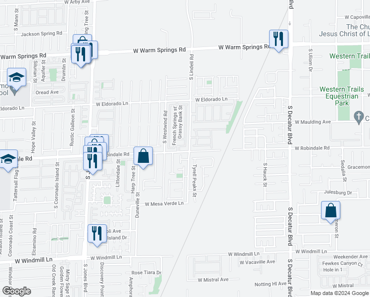 map of restaurants, bars, coffee shops, grocery stores, and more near 5527 Aurora Crest Avenue in Las Vegas