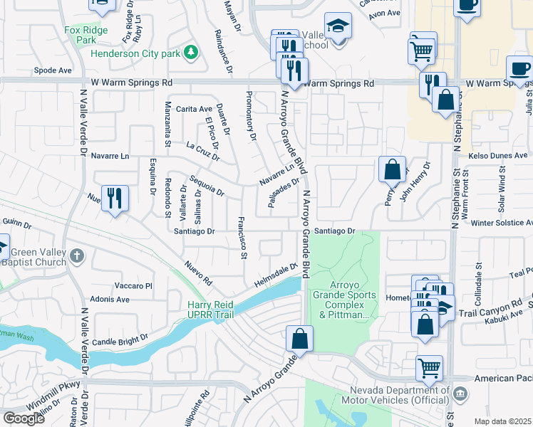 map of restaurants, bars, coffee shops, grocery stores, and more near 1689 Keepsake Avenue in Henderson