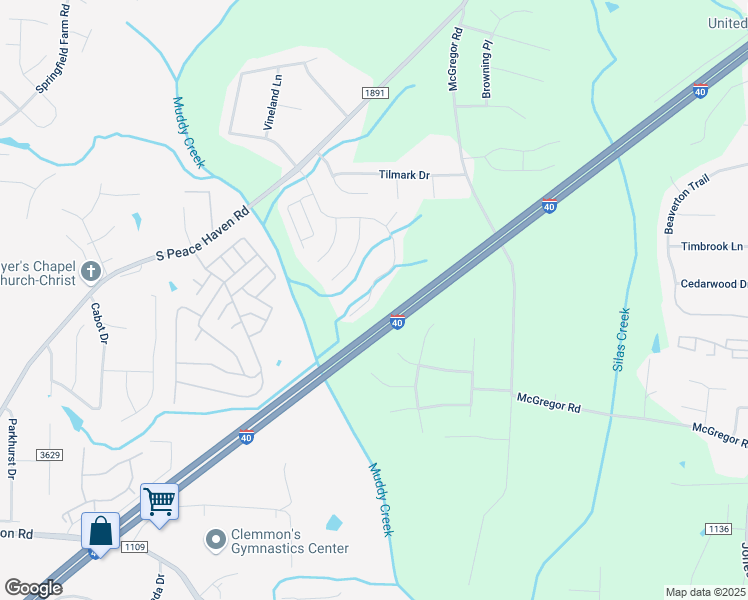 map of restaurants, bars, coffee shops, grocery stores, and more near 2653 Wynbrook Drive in Winston-Salem