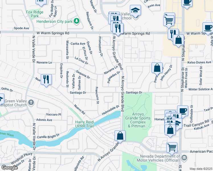 map of restaurants, bars, coffee shops, grocery stores, and more near 1689 Keepsake Avenue in Henderson