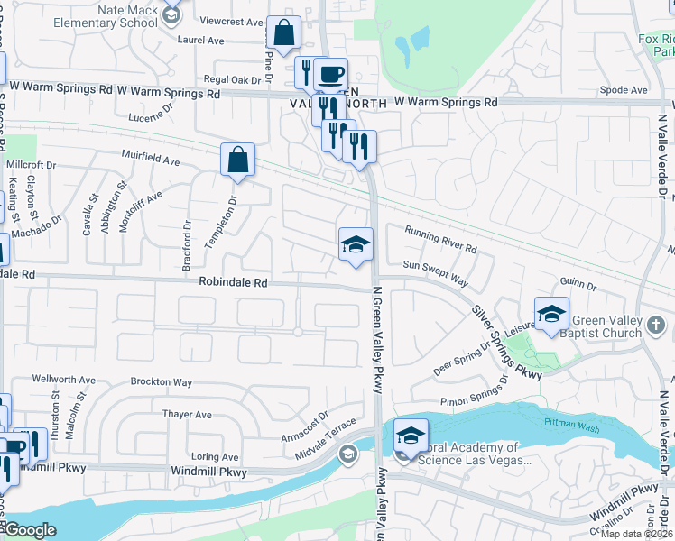 map of restaurants, bars, coffee shops, grocery stores, and more near 2244 Sisley Place in Henderson