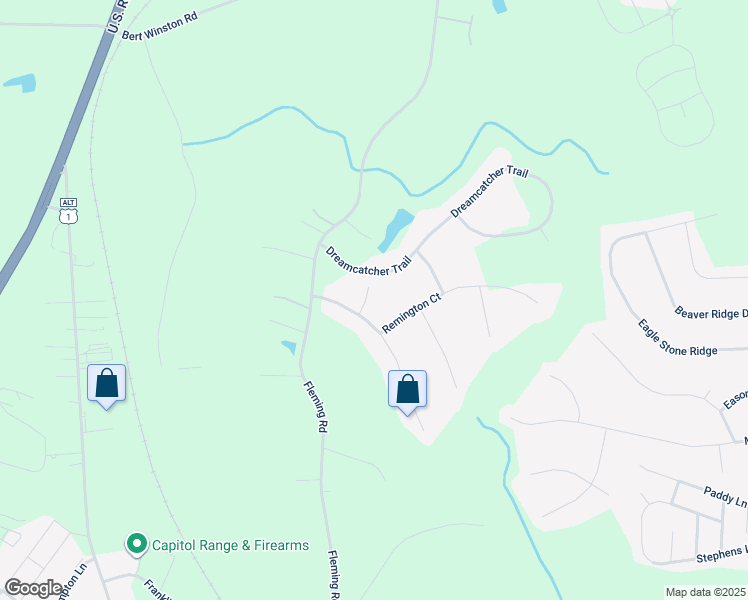 map of restaurants, bars, coffee shops, grocery stores, and more near 20 Settlers Court in Youngsville