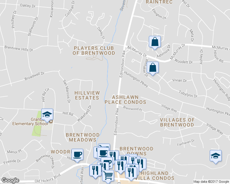 map of restaurants, bars, coffee shops, grocery stores, and more near 708 Brent Glen Place in Nashville