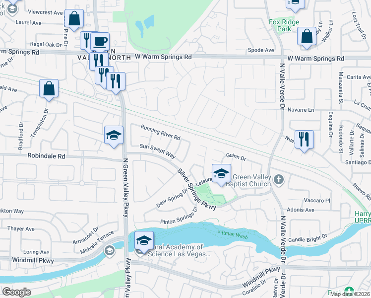 map of restaurants, bars, coffee shops, grocery stores, and more near 262 Westwind Road in Henderson