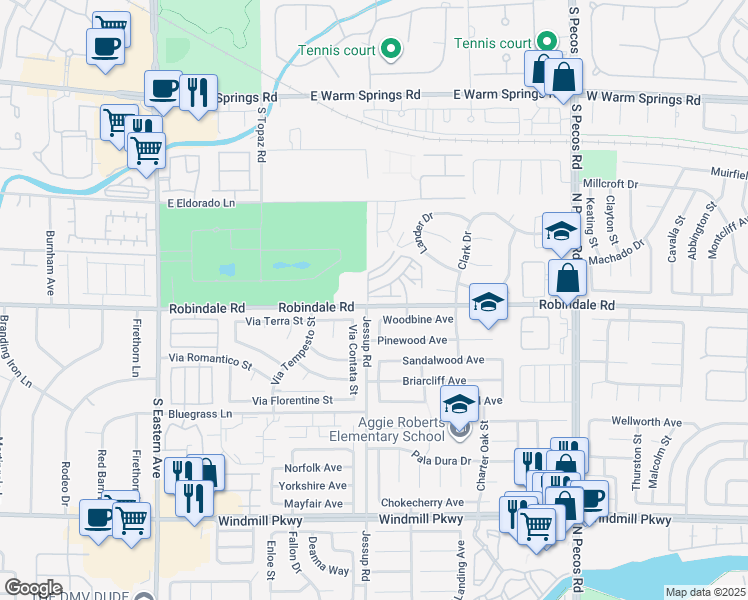 map of restaurants, bars, coffee shops, grocery stores, and more near 2791 Red Vista Court in Henderson