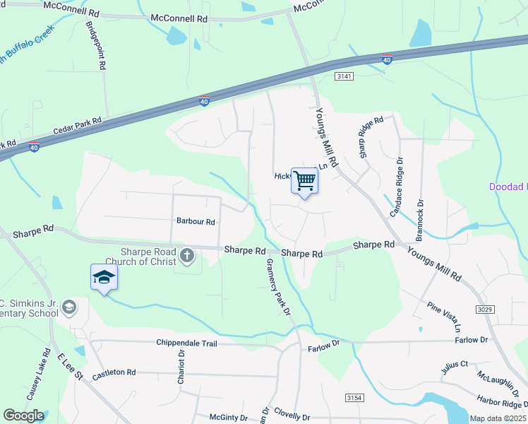 map of restaurants, bars, coffee shops, grocery stores, and more near 1710 Bellwick Drive in Greensboro