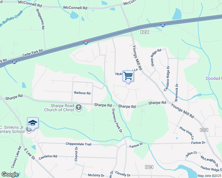 map of restaurants, bars, coffee shops, grocery stores, and more near 1710 Bellwick Drive in Greensboro