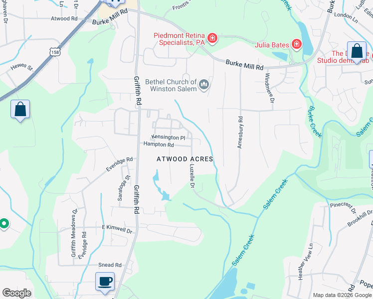 map of restaurants, bars, coffee shops, grocery stores, and more near in Winston-Salem