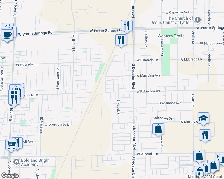 map of restaurants, bars, coffee shops, grocery stores, and more near 7689 Black River Street in Las Vegas