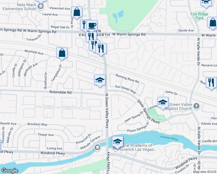 map of restaurants, bars, coffee shops, grocery stores, and more near 2132 Inverness Drive in Henderson