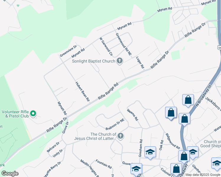 map of restaurants, bars, coffee shops, grocery stores, and more near 2704 Rifle Range Road in Knoxville