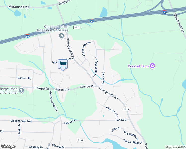 map of restaurants, bars, coffee shops, grocery stores, and more near 1638 Candace Ridge Drive in Greensboro