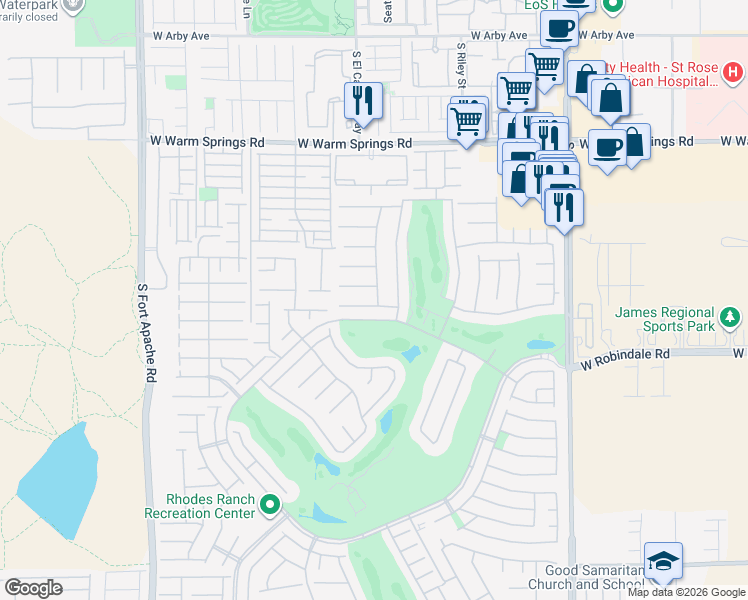 map of restaurants, bars, coffee shops, grocery stores, and more near 72 Dollar Pointe Avenue in Las Vegas