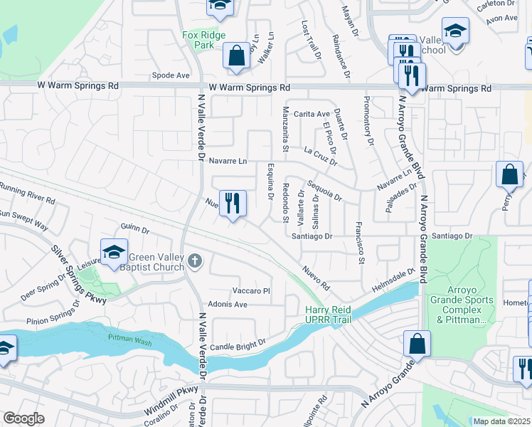 map of restaurants, bars, coffee shops, grocery stores, and more near 325 Esquina Drive in Henderson