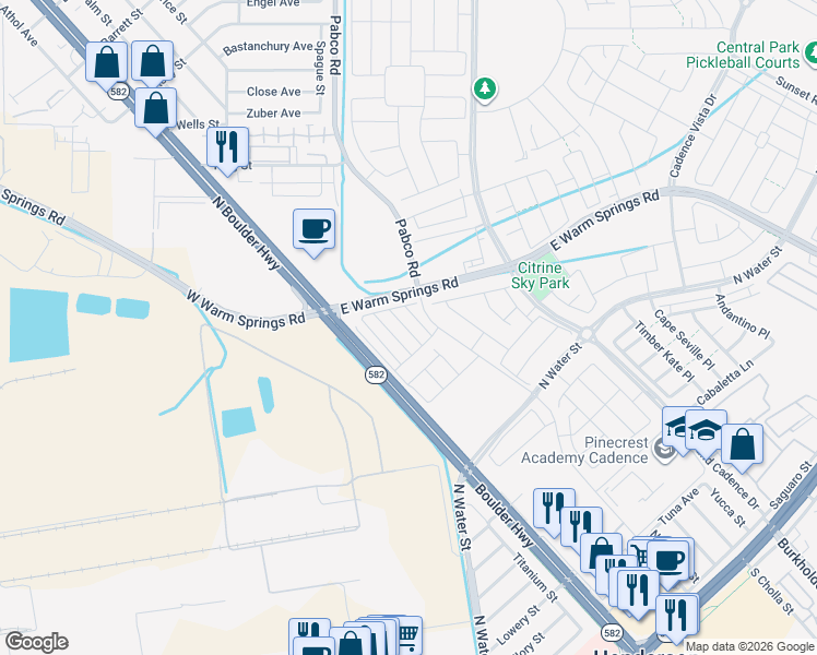 map of restaurants, bars, coffee shops, grocery stores, and more near 336 Cymbal Place in Henderson
