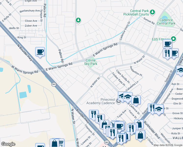 map of restaurants, bars, coffee shops, grocery stores, and more near 670 Semitone Lane in Henderson