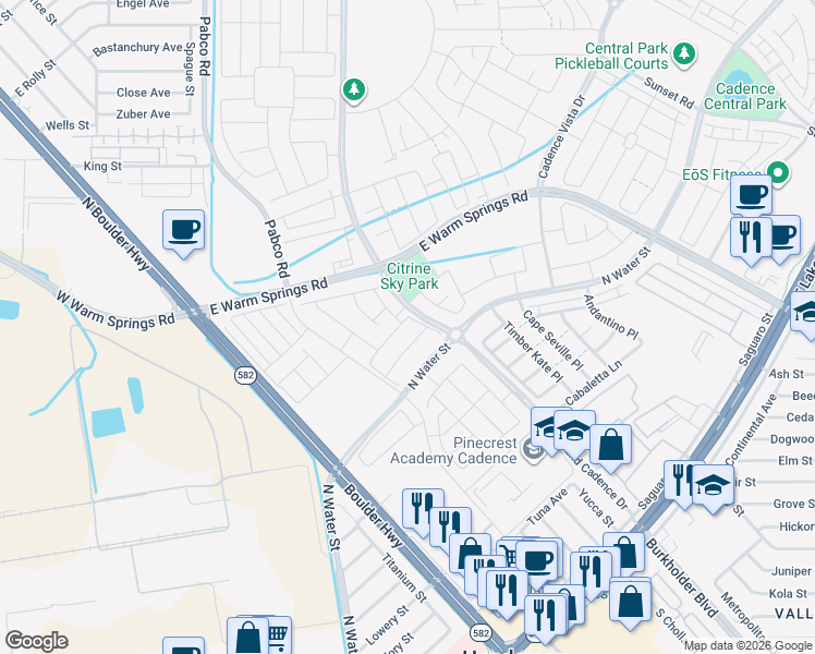 map of restaurants, bars, coffee shops, grocery stores, and more near 668 Semitone Lane in Henderson