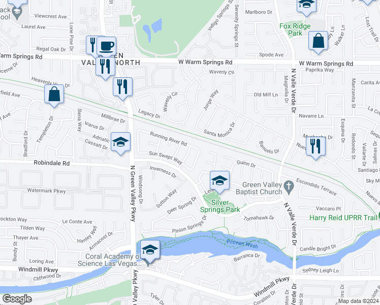 map of restaurants, bars, coffee shops, grocery stores, and more near 270 Spring Hills Lane in Henderson