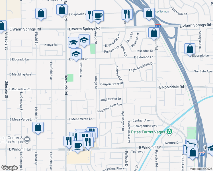 map of restaurants, bars, coffee shops, grocery stores, and more near 7712 Locke Haven Drive in Las Vegas