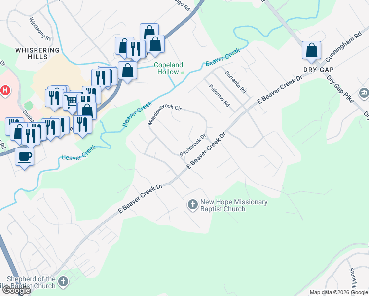 map of restaurants, bars, coffee shops, grocery stores, and more near 700 Birchbrook Drive in Knoxville