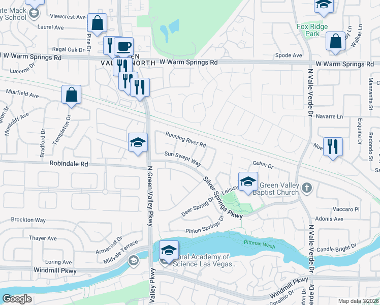 map of restaurants, bars, coffee shops, grocery stores, and more near 265 Aspen Knoll Drive in Henderson