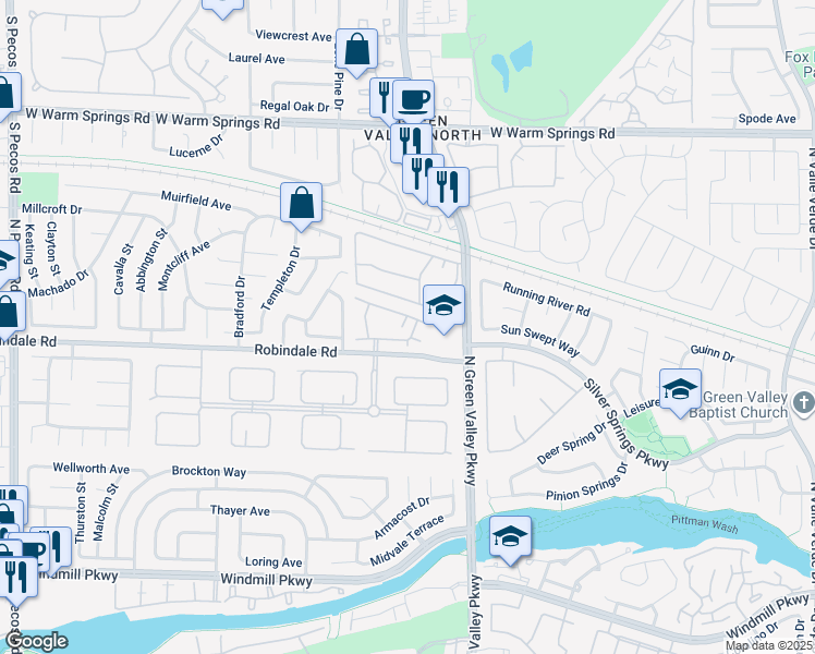 map of restaurants, bars, coffee shops, grocery stores, and more near 310 Pissarro Place in Henderson