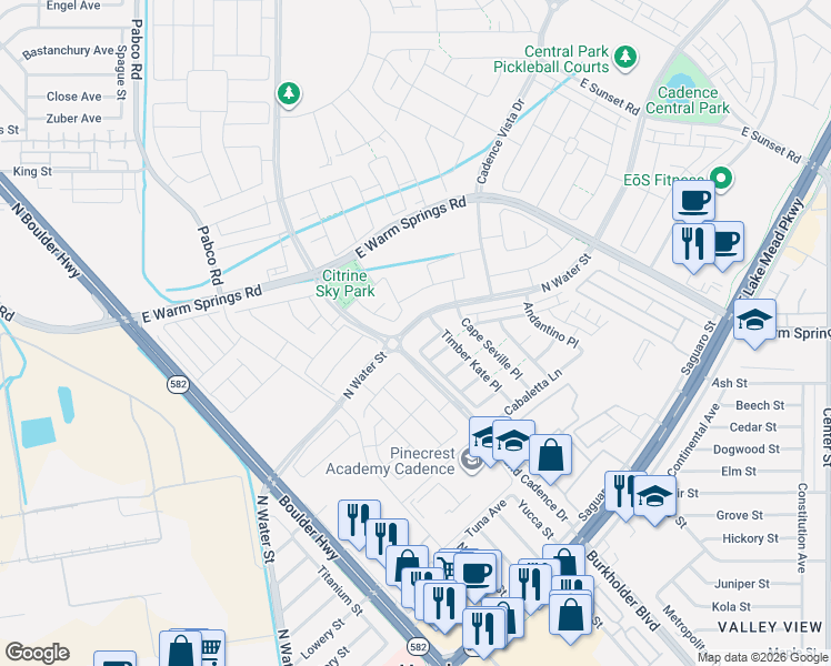 map of restaurants, bars, coffee shops, grocery stores, and more near 672 North Water Street in Henderson