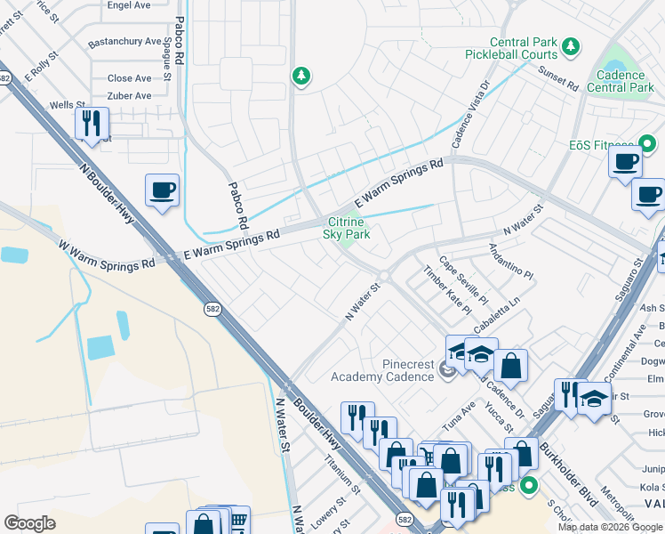 map of restaurants, bars, coffee shops, grocery stores, and more near 663 Semitone Lane in Henderson