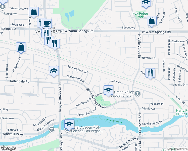 map of restaurants, bars, coffee shops, grocery stores, and more near 274 Westwind Road in Henderson