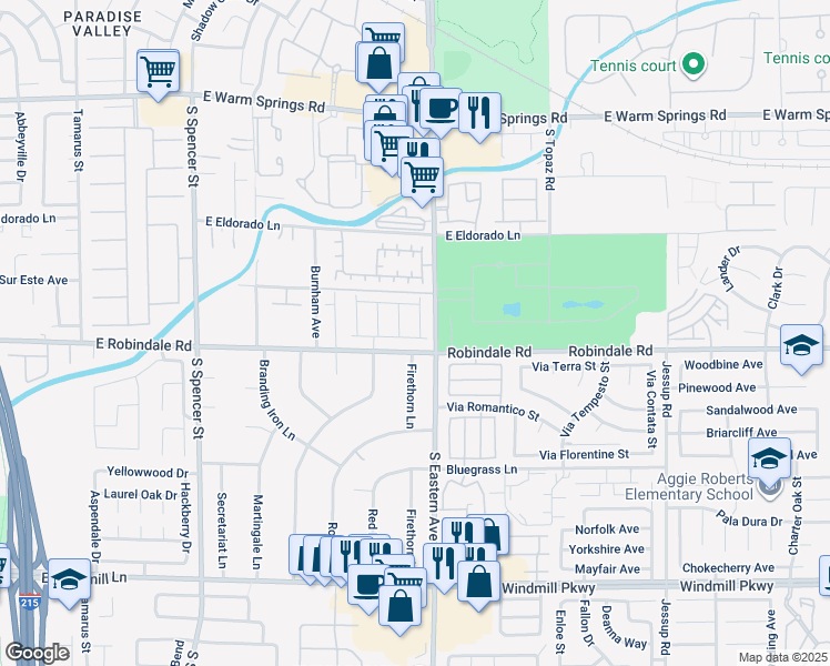 map of restaurants, bars, coffee shops, grocery stores, and more near 7675 Borealis Street in Las Vegas