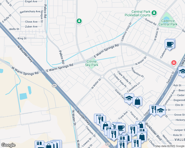 map of restaurants, bars, coffee shops, grocery stores, and more near 672 Semitone Lane in Henderson