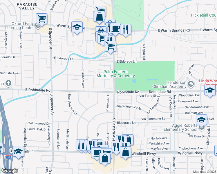 map of restaurants, bars, coffee shops, grocery stores, and more near 7675 Borealis Street in Las Vegas