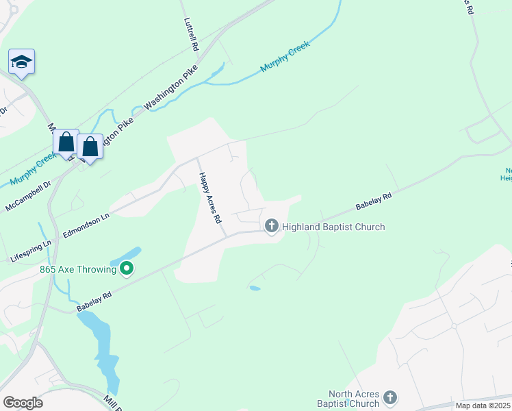 map of restaurants, bars, coffee shops, grocery stores, and more near 3511 Duck Pond Way in Knoxville