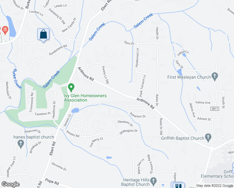 map of restaurants, bars, coffee shops, grocery stores, and more near 1956 Ardmore Road in Winston-Salem