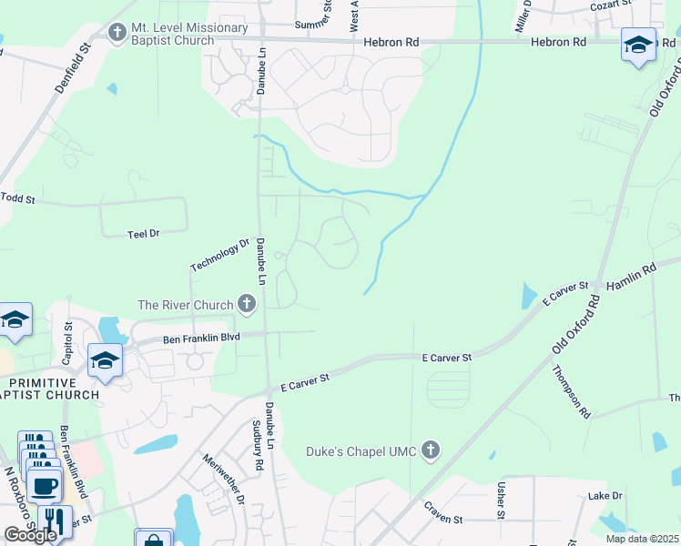 map of restaurants, bars, coffee shops, grocery stores, and more near 842 Saratoga Drive in Durham