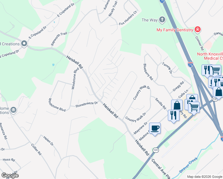 map of restaurants, bars, coffee shops, grocery stores, and more near 7901 Cavanaugh Way in Powell