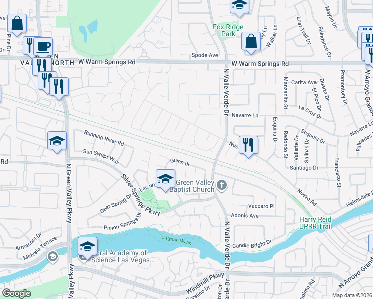 map of restaurants, bars, coffee shops, grocery stores, and more near 1926 Guinn Drive in Henderson
