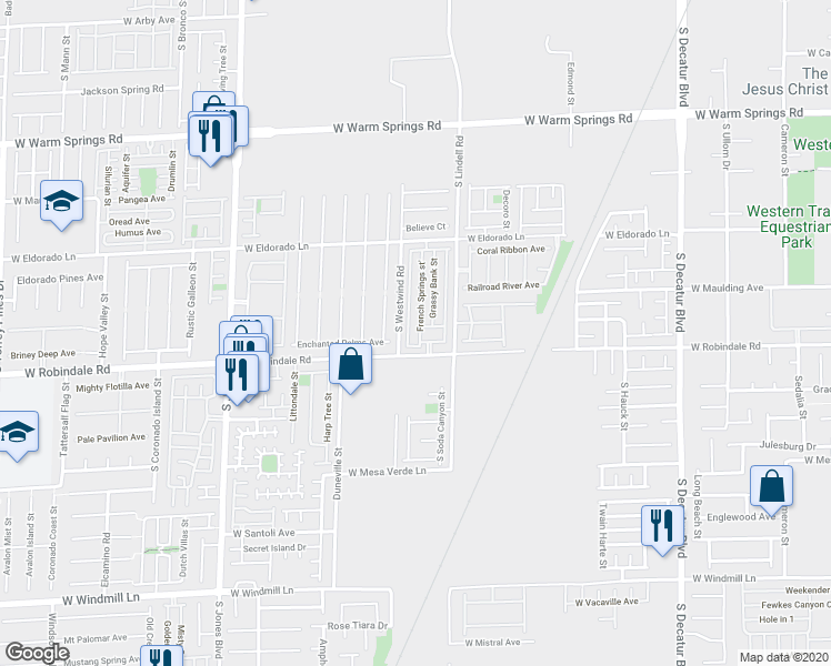 map of restaurants, bars, coffee shops, grocery stores, and more near 5597 Aurora Crest Avenue in Las Vegas