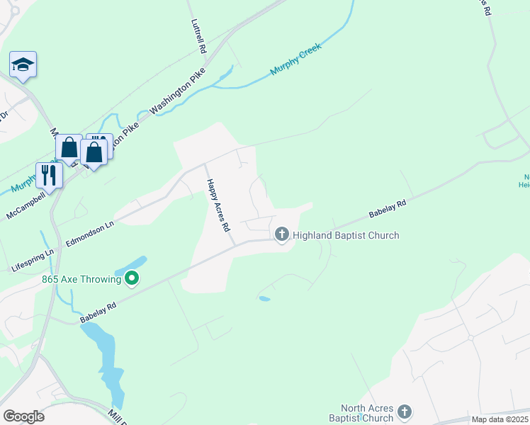 map of restaurants, bars, coffee shops, grocery stores, and more near 3511 Duck Pond Way in Knoxville
