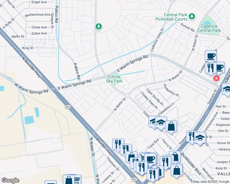 map of restaurants, bars, coffee shops, grocery stores, and more near 672 Semitone Lane in Henderson