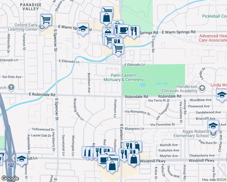 map of restaurants, bars, coffee shops, grocery stores, and more near 7672 Celestial Glow Street in Las Vegas