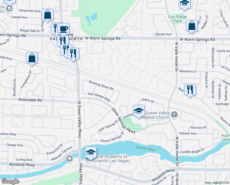 map of restaurants, bars, coffee shops, grocery stores, and more near 262 Westwind Road in Henderson