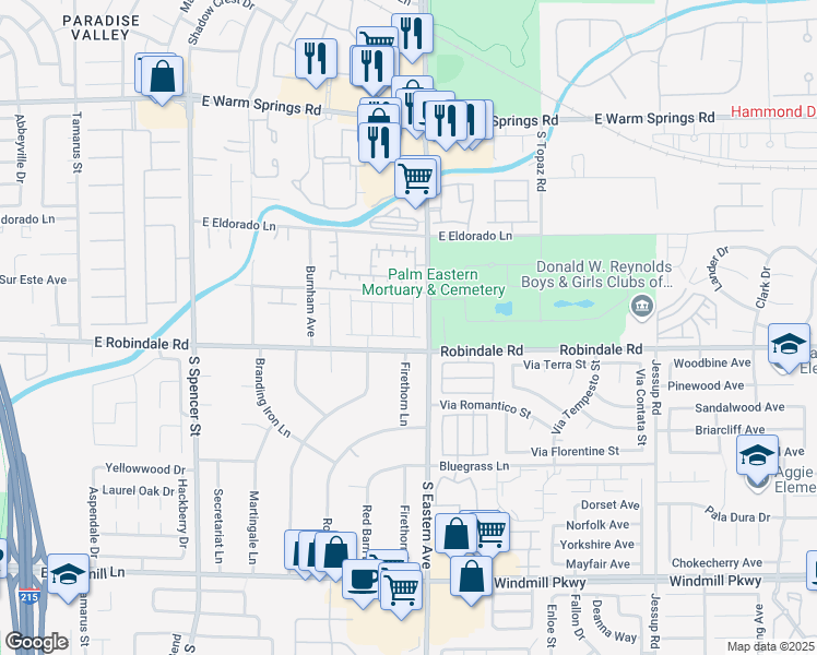 map of restaurants, bars, coffee shops, grocery stores, and more near 7667 Borealis Street in Las Vegas