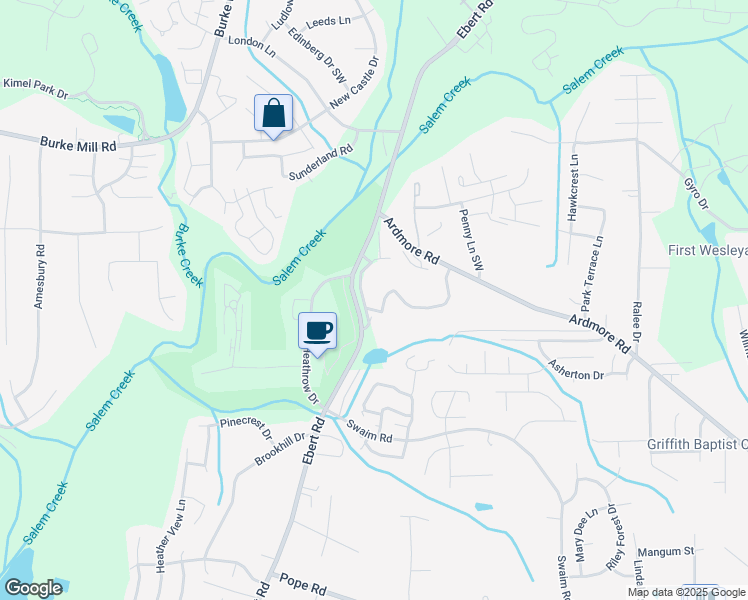 map of restaurants, bars, coffee shops, grocery stores, and more near 1889 Salem Bluff Drive in Winston-Salem