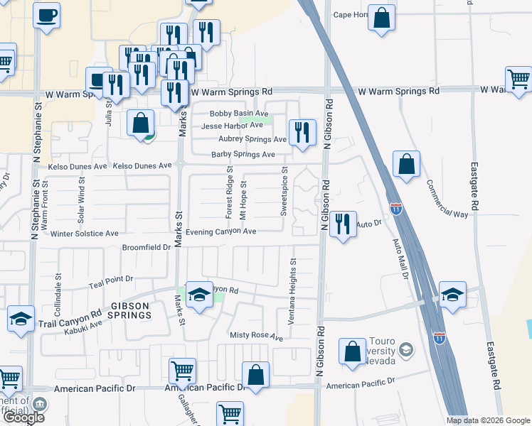 map of restaurants, bars, coffee shops, grocery stores, and more near 1138 Port Sunlight Court in Henderson