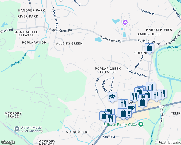 map of restaurants, bars, coffee shops, grocery stores, and more near 1420 Calloway Court in Nashville