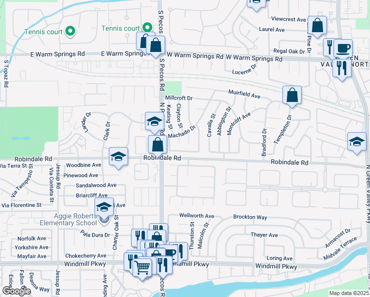 map of restaurants, bars, coffee shops, grocery stores, and more near 2538 Wolverton Avenue in Henderson