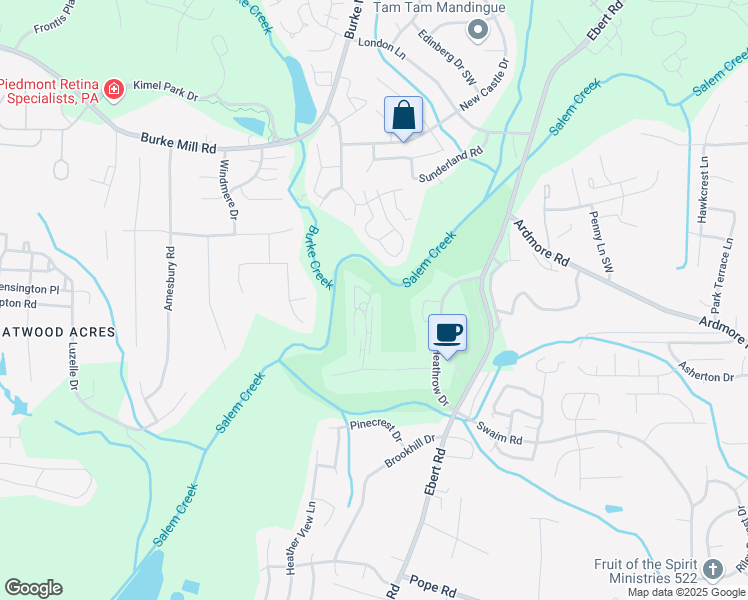 map of restaurants, bars, coffee shops, grocery stores, and more near 140 Troonsway Road in Winston-Salem
