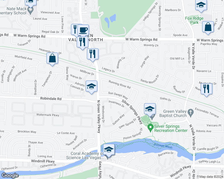 map of restaurants, bars, coffee shops, grocery stores, and more near 2145 Hookcross Circle in Henderson